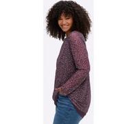 Langarmshirt SHEEGO "Mesh-Shirt", Damen, Gr. 44/46, aubergine, mauve, bedruckt, 96% Polyester, 4% Elasthan, bedruckt, geblümt, gemustert, mehrfarbig, U-Boot-Ausschnitt, Shirts Langarmshirt (41221767-4