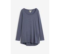 Langarmshirt BONPRIX "Langarmshirt aus reiner Baumwolle", Damen, Gr. 44/46 (L), blau (indigo), Obermaterial: 100% Baumwolle, loose fit, Shirts Langarmshirt, Langarmshirt aus reiner Baumwolle (47178427