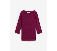 Langarmshirt BONPRIX, Damen, Gr. 40/42 (M), lila (beere), Web, Obermaterial: 100% Baumwolle, unifarben, bequem Po-bedeckend, U-Boot-Ausschnitt, Shirts Langarmshirt, Langarmshirt aus reiner Baumwolle (