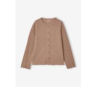 Langarmshirt aus Ripp Mädchen, Zierknopfleiste taupe Gr. 140 von Vertbaudet