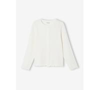 Langarmshirt aus Ripp Mädchen, Zierknopfleiste wollweiß Gr. 98/104 von Vertbaudet