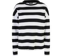 Langarmshirt BONPRIX, Damen, Gr. 52/54 (XXL), schwarz, weiß gestreift, Jersey, Obermaterial: 100% Baumwolle, geringelt, gestreift, oversize hüftbedeckend, Rundhals, Shirts Langarmshirt, lässiger Overs