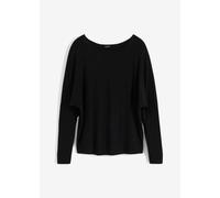 Langarmshirt BONPRIX "Langarmshirt aus softem Viskose-Mix", Damen, Gr. 40/42 (M), schwarz, Obermaterial: 95% Viskose, 5% Elasthan, lässig geschnitten, Shirts Langarmshirt, lässig geschnittene Passform