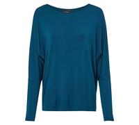 Langarmshirt BONPRIX "Langarmshirt aus softem Viskose-Mix", Damen, Gr. 44/46 (L), blau (blaupetrol), Obermaterial: 95% Viskose, 5% Elasthan, lässig geschnitten, Shirts Langarmshirt, lässig geschnitten