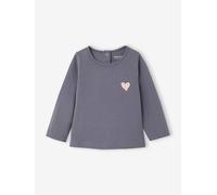 Langarmshirt Baby Mädchen BASIC, personalisierbar graublau Gr. 74 von Vertbaudet