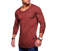 Langarmshirt BEHYPE "Dust L/S", Herren, Gr. M, rot (weinrot), 100% Baumwolle, unifarben, Shirts Langarmshirt, mit weitem Halsausschnitt (36576837-M) weinrot
