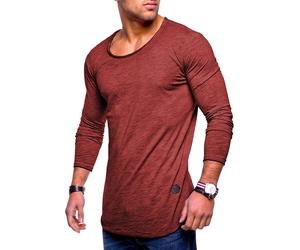 Langarmshirt BEHYPE "Dust L/S", Herren, Gr. M, rot (weinrot), 100% Baumwolle, unifarben, Shirts Langarmshirt, mit weitem Halsausschnitt (36576837-M) weinrot
