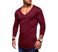 Langarmshirt BEHYPE "NUKE L/S", Damen, Gr. L, rot (weinrot), 100% Baumwolle, unifarben, Shirts Langarmshirt, mit V-Ausschnitt (59167028-L) weinrot