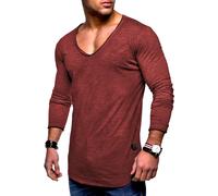 Langarmshirt BEHYPE "NUKE L/S", Damen, Gr. M, rot (bordeaux), 100% Baumwolle, unifarben, Shirts Langarmshirt, mit V-Ausschnitt (53982150-M) bordeaux