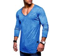 Langarmshirt BEHYPE "NUKE L/S", Herren, Gr. S, blau (hellblau), 100% Baumwolle, unifarben, Shirts, mit V-Ausschnitt (29956446-S) hellblau