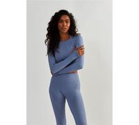 Langarmshirt BESHAPED "Femme Force", Damen, Gr. XS, blau (hellblau), 90% Nylon, 10% Elasthan, gestreift, kurz, Rundhals, Shirts Langarmshirt, mit langen Ärmeln und gerippter Textur (32275708-XS) hellb