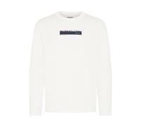 Langarmshirt BLEND "BHKEMUEL GRAPHIC L/S TEE", Herren, Gr. XXL, snow weiß, Single Jersey, Obermaterial: 100% Baumwolle, bedruckt, regular fit normal, Rundhals, Shirts Langarmshirt (62546851-XXL)