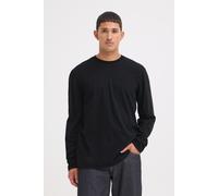 Langarmshirt BLEND "BHKONSTANTIN L/S WASH O-NECK", Herren, Gr. M, schwarz (schwarz beauty), Single Jersey, Obermaterial: 100% Baumwolle, unifarben, regular fit normal, Rundhals, Shirts Langarmshirt, B