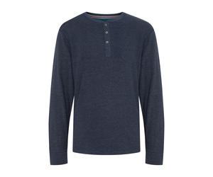 Langarmshirt BLEND "Langarmshirt BHBhnoble", Herren, Gr. XL, blau (marineblaus), Web, Obermaterial: 60% Baumwolle CO. 40% Polyester PES., regular fit normal, Rundhals, Shirts Langarmshirt (44289101-XL