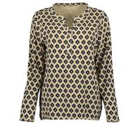 Langarmshirt BLUE SEVEN "Langarmshirt mit Henley Ausschnitt", Damen, Gr. 46, beige (0502, beige), 95% Viskose, 5% Elasthan, normal, Shirts Langarmshirt (98170054-46) 0502, beige