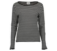 Langarmshirt BLUE SEVEN "Langarmshirt mit U-Boot Ausschnitt", Damen, Gr. 38, schwarz-weiß (9990, schwarz), 100% Baumwolle, normal, U-Boot-Ausschnitt, Shirts Langarmshirt (46923505-38) 9990, schwarz