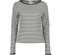Langarmshirt BLUE SEVEN "Langarmshirt mit U-Boot Ausschnitt", Damen, Gr. 42, schwarz-weiß (0101, sanftes weiß), 100% Baumwolle, normal, U-Boot-Ausschnitt, Shirts Langarmshirt (53626613-42) 0101, sanft