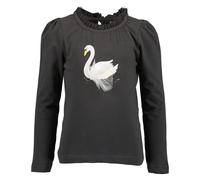 Langarmshirt BLUE SEVEN, Mädchen, Gr. 104, grau (anthrazit), Single Jersey, Obermaterial: 95% Baumwolle, 5% Elasthan, bedruckt, unifarben, regular fit normal, Rundhals, Puffärmel abgesteppte Kante, Sh