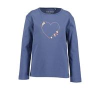 Langarmshirt BLUE SEVEN, Mädchen, Gr. 116, blau (jeansblau), Single Jersey, Obermaterial: 100% Baumwolle, bedruckt, unifarben, Basic normal, Rundhals, Shirts Langarmshirt, Baumwolle (26988968-116) jea