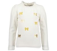 Langarmshirt BLUE SEVEN, Mädchen, Gr. 116, weiß (sanftes weiß), Single Jersey, Obermaterial: 95% Baumwolle, 5% Elasthan, bedruckt, regular fit normal, Rundhals, Puffärmel abgesteppte Kante, Shirts Lan