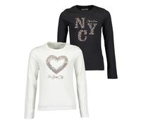 Langarmshirt BLUE SEVEN, Mädchen, Gr. 176, blau (marine, weiß), Single Jersey, Obermaterial: 100% Baumwolle, bedruckt, unifarben, regular fit normal, Rundhals, abgesteppte Kante, Shirts Langarmshirt,