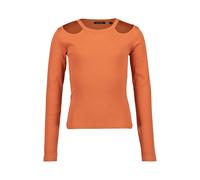 Langarmshirt BLUE SEVEN, Mädchen, Gr. 176, rot (karotte), Single Jersey, Obermaterial: 95% Baumwolle, 5% Elasthan, unifarben, regular fit hüftlang, Rundhals, Shirts Langarmshirt, mit tollen Cut-Outs a