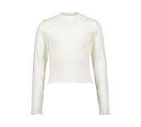Langarmshirt BLUE SEVEN, Mädchen, Gr. 176, sanftes weiß, Single Jersey, Obermaterial: 95% Baumwolle, 5% Elasthan, unifarben, regular fit taillenlang, Rundhals, gewellter Abschluss, Shirts Langarmshirt