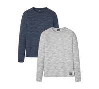 Langarmshirt BONPRIX, Damen, Gr. 56/58 (XL), blau (dunkelblau meliert, grau meliert), Obermaterial: 85% Baumwolle, 15% Polyester, regular fit, Shirts Langarmshirt (69312166-56) dunkelblau meliert, gra