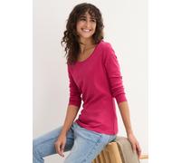 Langarmshirt BONPRIX, Damen, Gr. 56/58 (XXXL), rosa (beerenrot), Web, Obermaterial: 100% Baumwolle, unifarben, tailliert hüftbedeckend, Rundhals, gerader Abschluss, Shirts Langarmshirt, leicht taillie