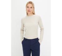 Langarmshirt BONPRIX "Geripptes Langarmshirt aus reiner Baumwolle", Damen, Gr. 36/38 (S), grau (kitt), Rippware, Obermaterial: 100% Baumwolle, unifarben, slim fit normal, Rundhals, angesetztes Bündche