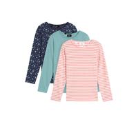 Langarmshirt BONPRIX, Kinder, Gr. 104/110, blau (dunkelblau, rauchsalbei, rauchrose), Obermaterial: 100% Baumwolle, slim fit, Shirts Langarmshirt (81407412-104)