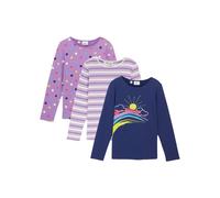 Langarmshirt BONPRIX, Kinder, Gr. 116/122, blau (mitternachtsblau, tiefflieder, wollweiß), Obermaterial: 100% Baumwolle, slim fit, Shirts Langarmshirt (27652728-116)