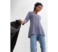 Langarmshirt BONPRIX "Langarmshirt aus reiner Baumwolle", Damen, Gr. 52/54 (XXL), blau (indigo), Obermaterial: 100% Baumwolle, loose fit, Shirts Langarmshirt, Langarmshirt aus reiner Baumwolle (471784