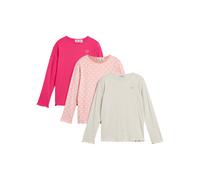 Langarmshirt BONPRIX, Mädchen, Gr. 140/146, rosa (dunkelpink, softrosa, naturmeliert), Obermaterial: 98% Baumwolle, 2% Polyester, regular fit, Shirts Langarmshirt (49810761-140) dunkelpink, softrosa,
