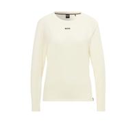 Langarmshirt BOSS, Damen, Gr. L, weiß, Jersey, Obermaterial: 95% Baumwolle, 5% Elasthan, unifarben, Basic, regular fit, Rundhals, Shirts Langarmshirt, mit Rundhalsausschnitt (34694807-L) weiß
