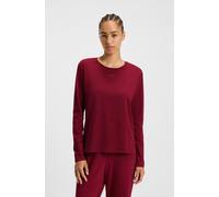Langarmshirt BOSS, Damen, Gr. XL, rot (dunkelrot 602), Jersey, Obermaterial: 95% Baumwolle, 5% Elasthan, unifarben, Basic, regular fit, Rundhals, Shirts Langarmshirt, mit Rundhalsausschnitt (38277425-