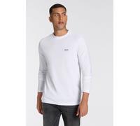 Langarmshirt BOSS GREEN "Tee Long", Herren, Gr. 3XL, weiß (weiß100), Single Jersey, Obermaterial: 95% Baumwolle, 5% Elasthan, regular fit, Rundhals, eng eingefasste Kante, Shirts Langarmshirt, mit Run