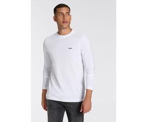 Langarmshirt BOSS GREEN "Tee Long", Herren, Gr. 3XL, weiß (weiß100), Single Jersey, Obermaterial: 95% Baumwolle, 5% Elasthan, regular fit, Rundhals, eng eingefasste Kante, Shirts Langarmshirt, mit Run