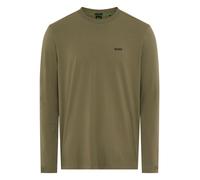 Langarmshirt BOSS GREEN "Tee Long", Herren, Gr. M, schwarz beige257, Single Jersey, Obermaterial: 95% Baumwolle, 5% Elasthan, regular fit, Rundhals, eng eingefasste Kante, Shirts Langarmshirt, mit Run