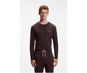 Langarmshirt BOSS "Mix&Match LS", Herren, Gr. XL, braun (schwarz braun 204), Single Jersey, Obermaterial: 95% Baumwolle, 5% Elasthan, regular fit, Rundhals, eingesetzt eingefasste Kante, Shirts Langar