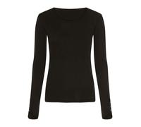 Langarmshirt BOSS ORANGE "Edeline Premium Damenmode", Damen, Gr. XS, schwarz (schwarz 001), Single Jersey, Obermaterial: 94% Baumwolle, 6% Viskose, unifarben, slim fit hüftlang, tiefer Rundhals, abger