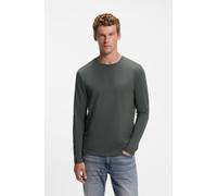 Langarmshirt BOSS ORANGE "TChark", Herren, Gr. L, grau (open grün377), Web, Obermaterial: 96% Baumwolle, 4% Elasthan, regular fit normal, Rundhals, abgesteppte Kante, Shirts Langarmshirt, Rundhalsauss