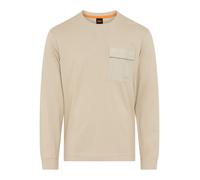 Langarmshirt BOSS ORANGE "Te protective", Damen, Gr. M, light beige271, Single Jersey, Obermaterial: 100% Baumwolle, unifarben, relaxed fit normal, Rundhals, Bündchen, Shirts Langarmshirt, Rundhalsaus