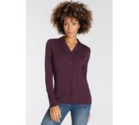 Langarmshirt BOYSEN'S, Damen, Gr. 36, lila (pflaume), Single Jersey, Obermaterial: 95% Viskose, 5% Elasthan, unifarben, feminin, figurbetont hüftbedeckend, Langarm abgesteppt, Shirts, langärmel, figur
