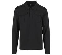Langarmshirt BRANDIT "Brandit Herren Jersey Poloshirt Willis longsleeve", Herren, Gr. S, schwarz, 100% Baumwolle, unifarben, normal, amerikanischer Ausschnitt, Shirts Langarmshirt (68716719-S) schwarz
