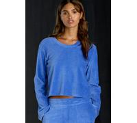 Langarmshirt BUFFALO, Damen, Gr. 44/46, blau, Cord, Obermaterial: 62% Baumwolle, 36% Polyester, 2% Elasthan, bequem, Rundhals, Trompetenärmel, Shirts Langarmshirt, mit weicher Cord-Struktur (14487903-