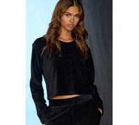 Langarmshirt BUFFALO, Damen, Gr. 48/50, schwarz, Cord, Obermaterial: 62% Baumwolle, 36% Polyester, 2% Elasthan, unifarben, bequem, Rundhals, Trompetenärmel, Shirts Langarmshirt, mit weicher Cord-Struk