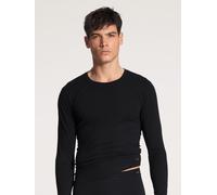 Langarmshirt CALIDA "Cotton Code", Herren, Gr. S (46/48), schwarz, Single Jersey, Obermaterial: 95% Baumwolle, 5% Elasthan, unifarben, normal hüftbedeckend, Rundhals, gerader Abschluss, Shirts Langarm