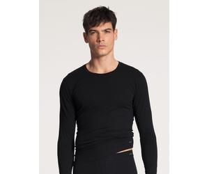 Langarmshirt CALIDA "Cotton Code", Herren, Gr. S (46/48), schwarz, Single Jersey, Obermaterial: 95% Baumwolle, 5% Elasthan, unifarben, normal hüftbedeckend, Rundhals, gerader Abschluss, Shirts Langarm
