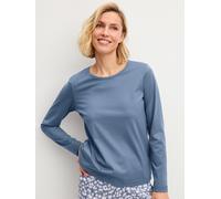 Langarmshirt CALIDA "Sleep Over M&M", Damen, Gr. S (40/42), blau (folkstone grau), Single Jersey, Obermaterial: 100% Baumwolle, Shirts Langarmshirt (16519134-S) folkstone grau